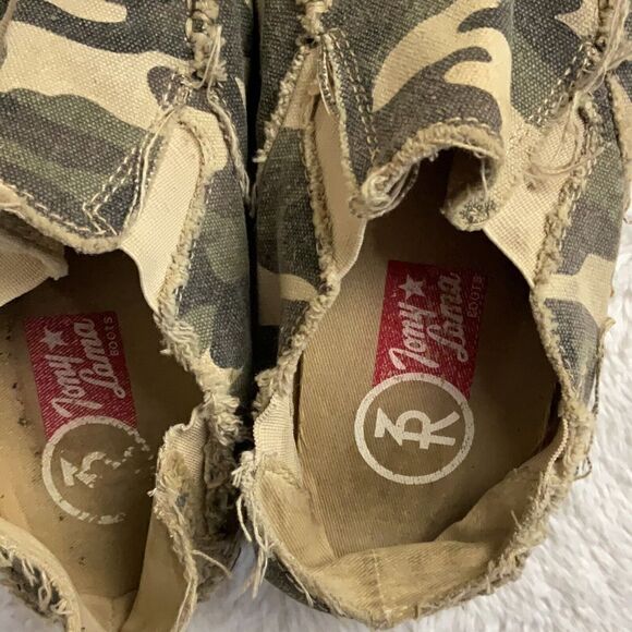 Tony Lama Canvas 3R Casual Slip On Shoes Mens Size 7 D Camo Distressed Edge - Picture 8 of 9